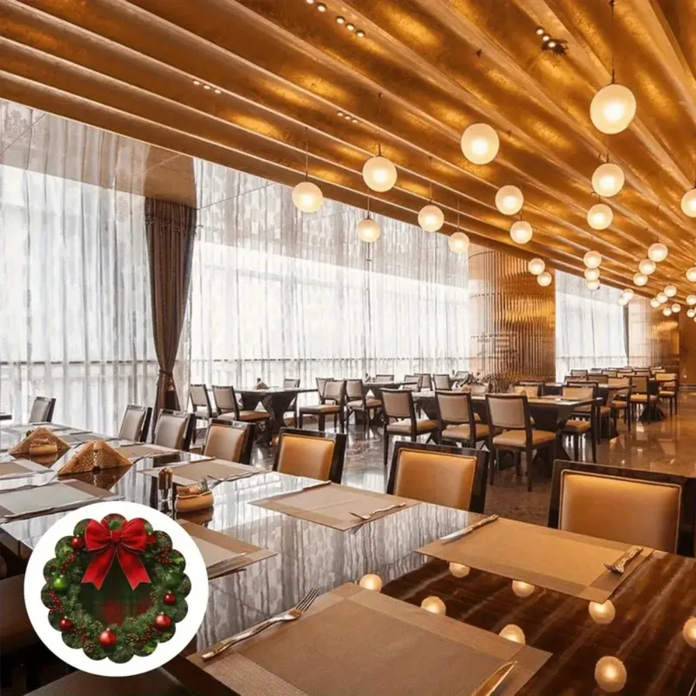 4PCS Christmas Circular Waves Placemats Non Slip Heat Resistant Table Mats Winter Dining Party Christmas Decor Round Tablecloth_voghion.com