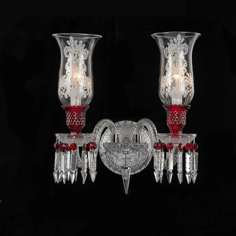 

Corridor aisle crystal wall lamp European luxury wall living room bedroom bedside cloth cover crystal