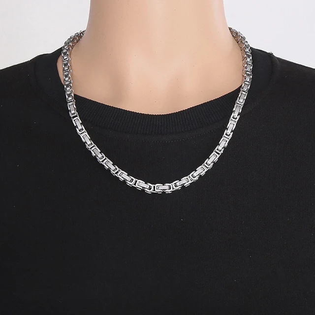 WJIAEER Catena Da Uomo In Acciaio Inossidabile Collana Cubana 10mm Sei - Foto 2