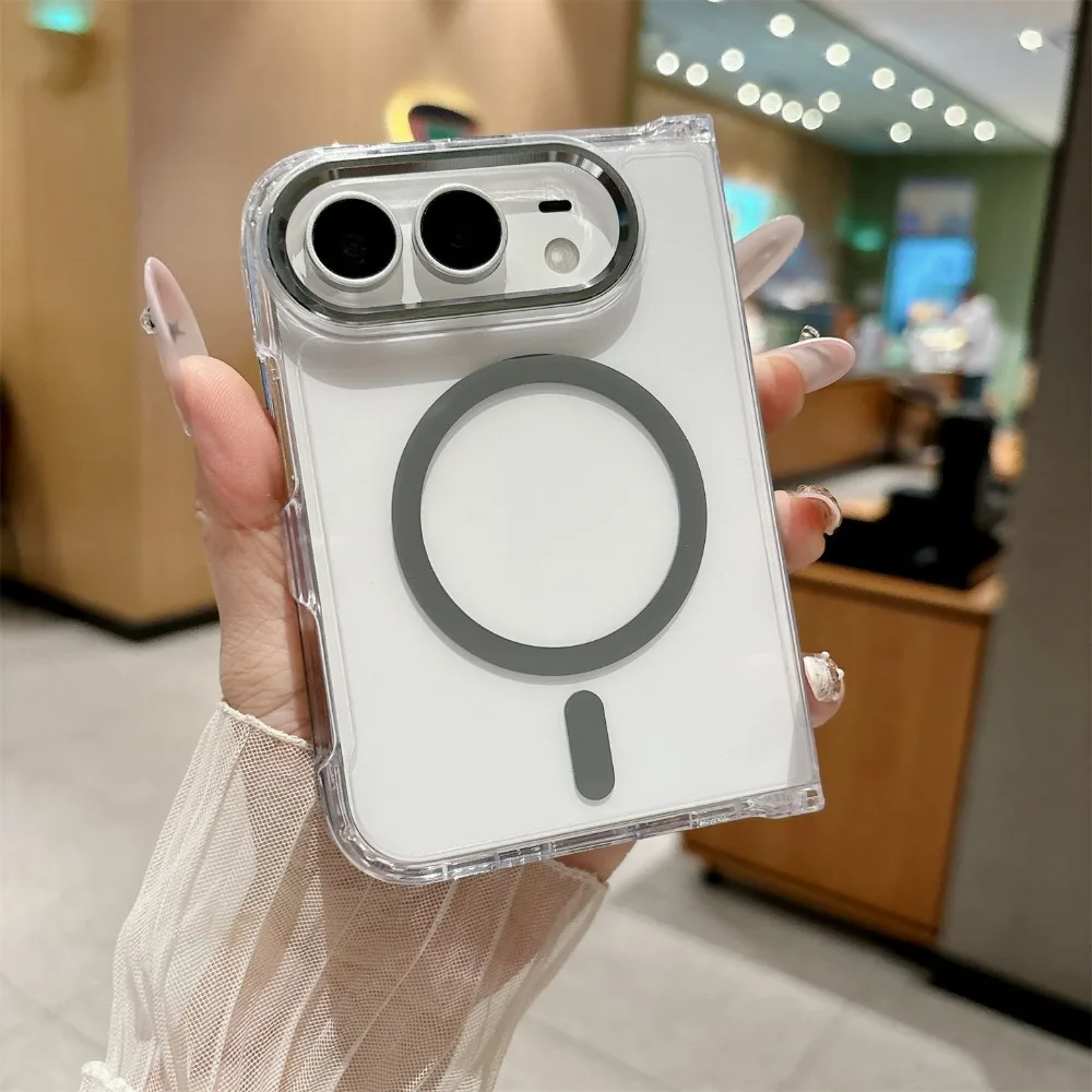 Duo Fold Transparent Magnetic Phone Case with Magsafe Wireless Charging Compatibility