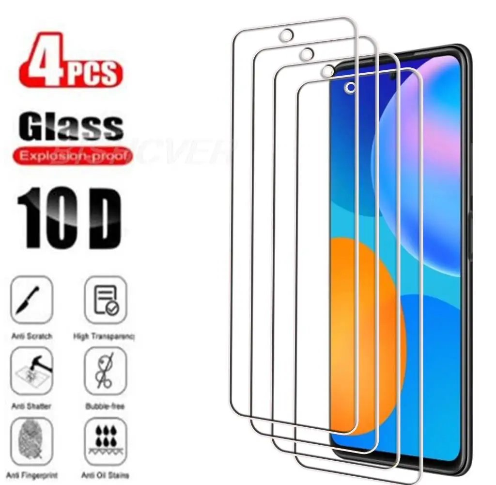 

4 шт. закаленное стекло для Huawei P Smart 2021 6,67 "2020 Honor 10X Lite Y7A DNN-LX9, защита экрана, защитная стеклянная пленка 9H