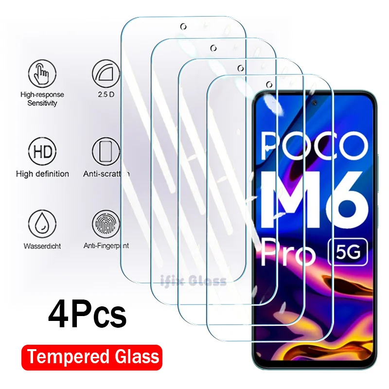 2/4Pcs Screen Protector Glass For Xiaomi Poco M6 Pro Tempered Glass Film -  AliExpress