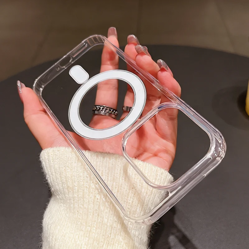 Enhanced Magnetic Transparent Shockproof Case with Wireless Charging