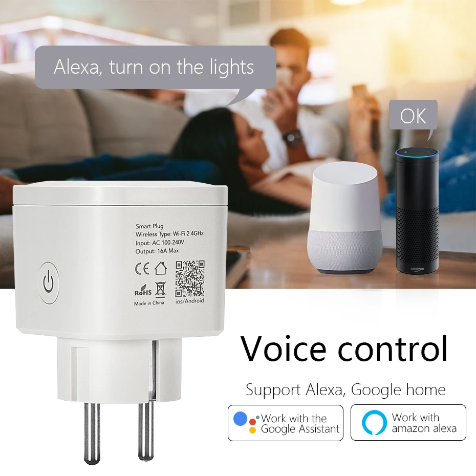 Smart WiFi Plug with Power Monitoring and Remote Control - Compatible with Smart Home Assistants