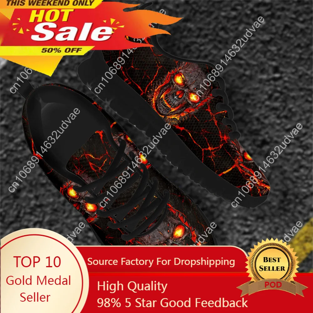 Shoes for Women Lava Skull 3D Print Autumn Breathable Flats Shoes Female Sneakers Casual Zapatillas Chaussure Femme