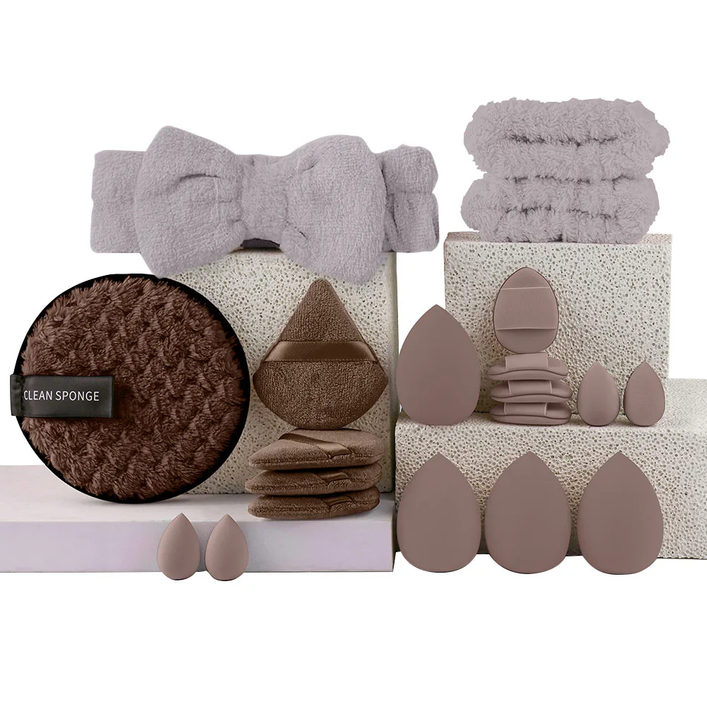 Versatile Multi-Colored Makeup Sponge Collection with Triangle and Mini Puffs