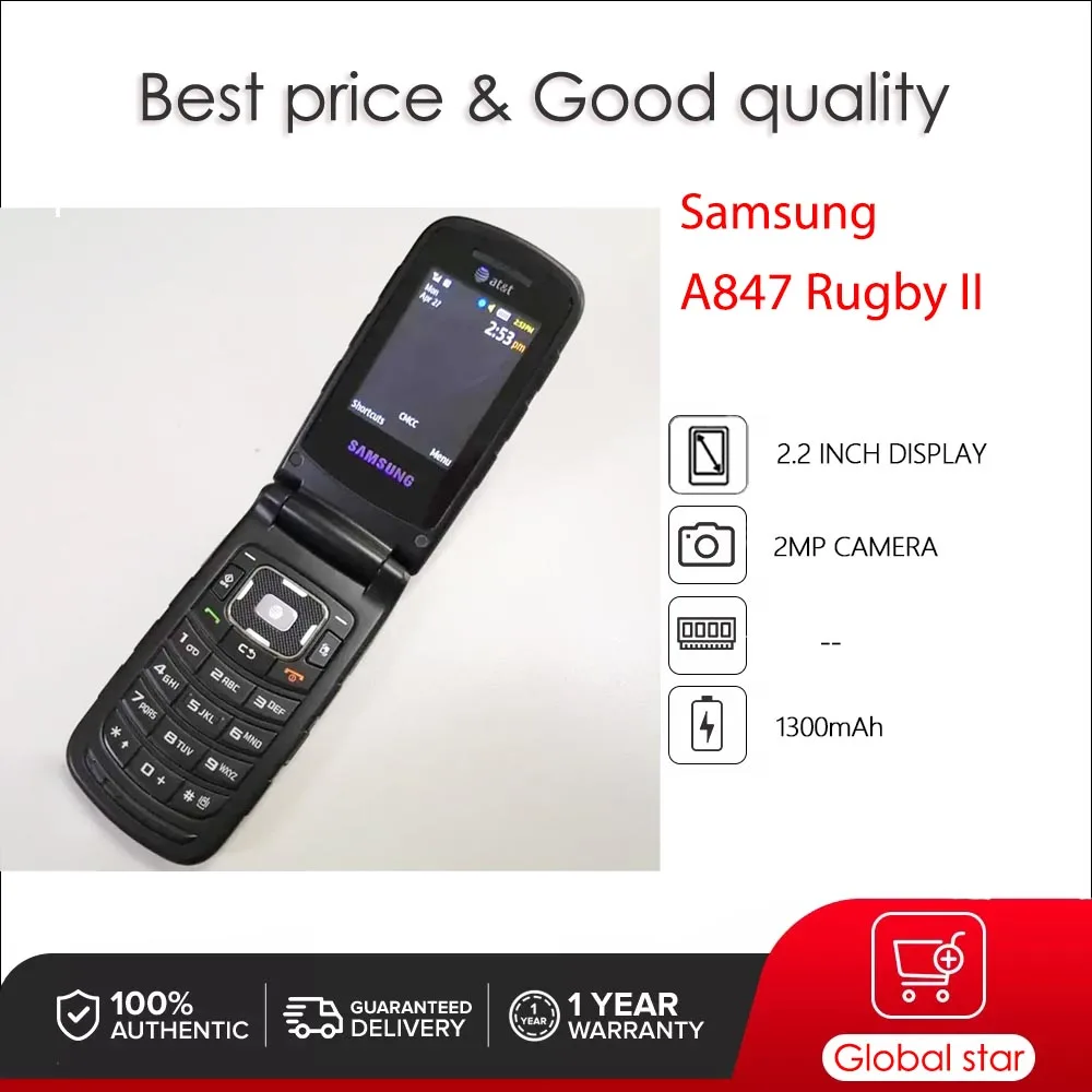 anderson-telephone-portable-samsung-a847-rugby-ii-3g-2mp-1300mah-haut-parleur-bluetooth-original-d'occasion