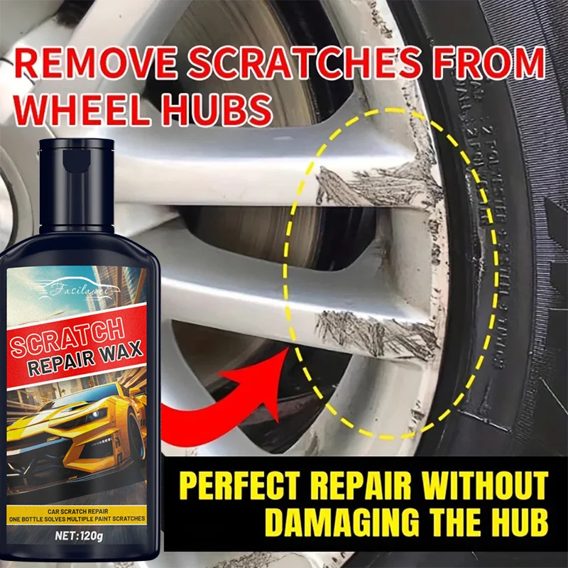 120ml Car Wheel Hub Scratch Repair Wax Alloy Metal Rims Polishing Refurbishment Tire Detail Restore Anti-oxidation Cleaning Kit