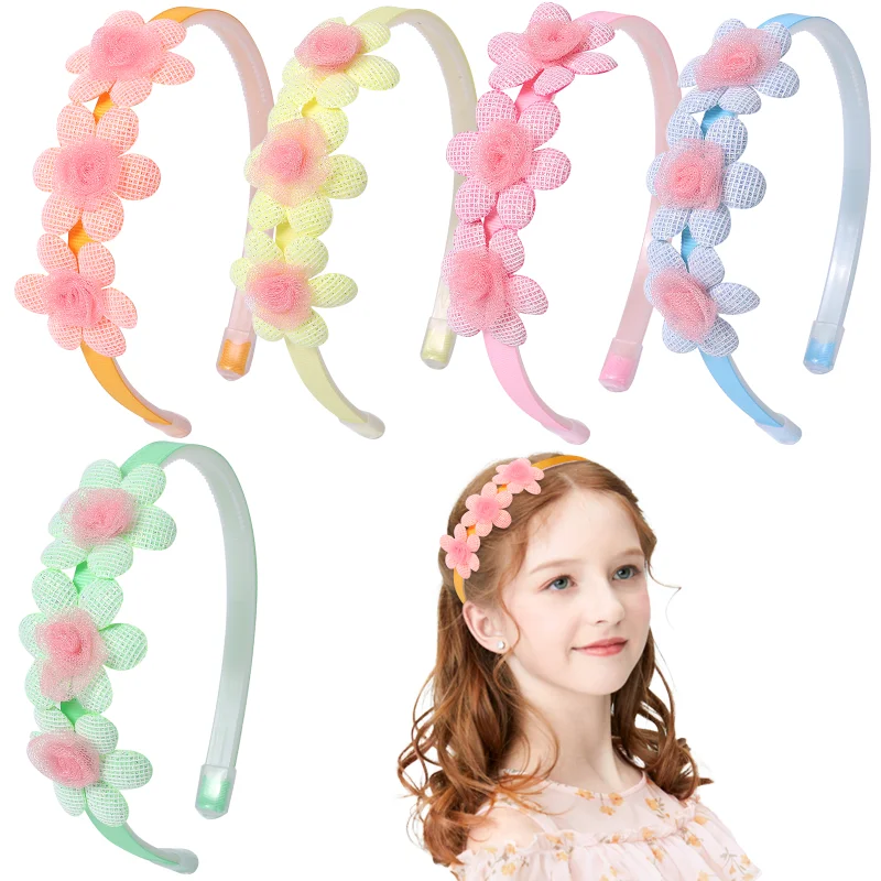 1 Pc Flower Headband for Wedding Kids Sweet Girls 5 Colors Solid Flower Hairband Princess Headwear Hair Accessories