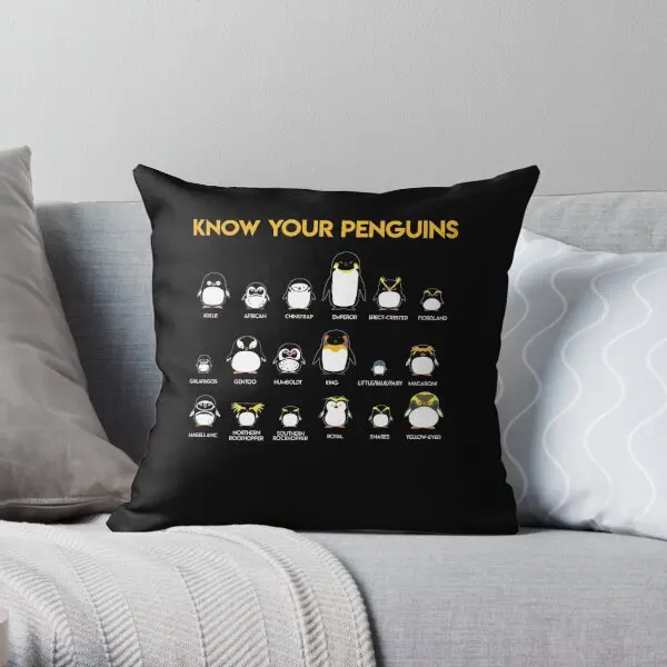 

Penguin Species Know Your Penguins Gift Printing Throw Pillow Cover Home Car Comfort Soft Case Bed Pillows not include One Side