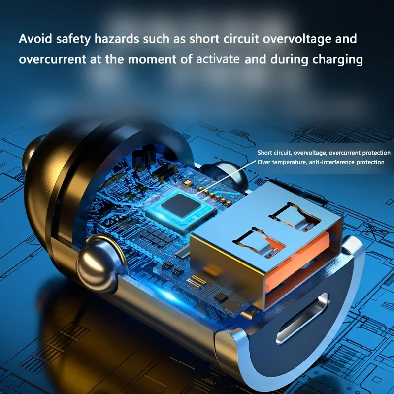 Car Charger Car Pull Ring Mini Hidden PD+usb Port Multi-function Car Charger