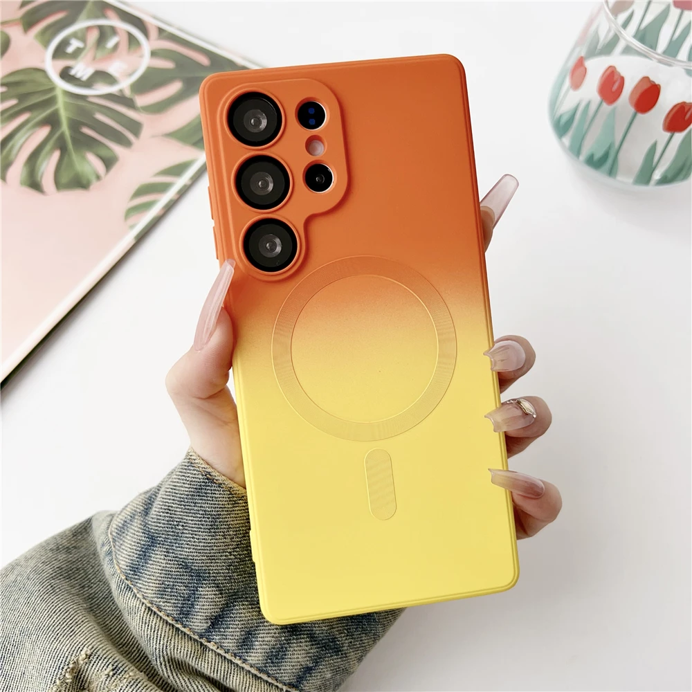 Gradient Liquid Silicone Magnetic Phone Case - Soft Cover Accessory
