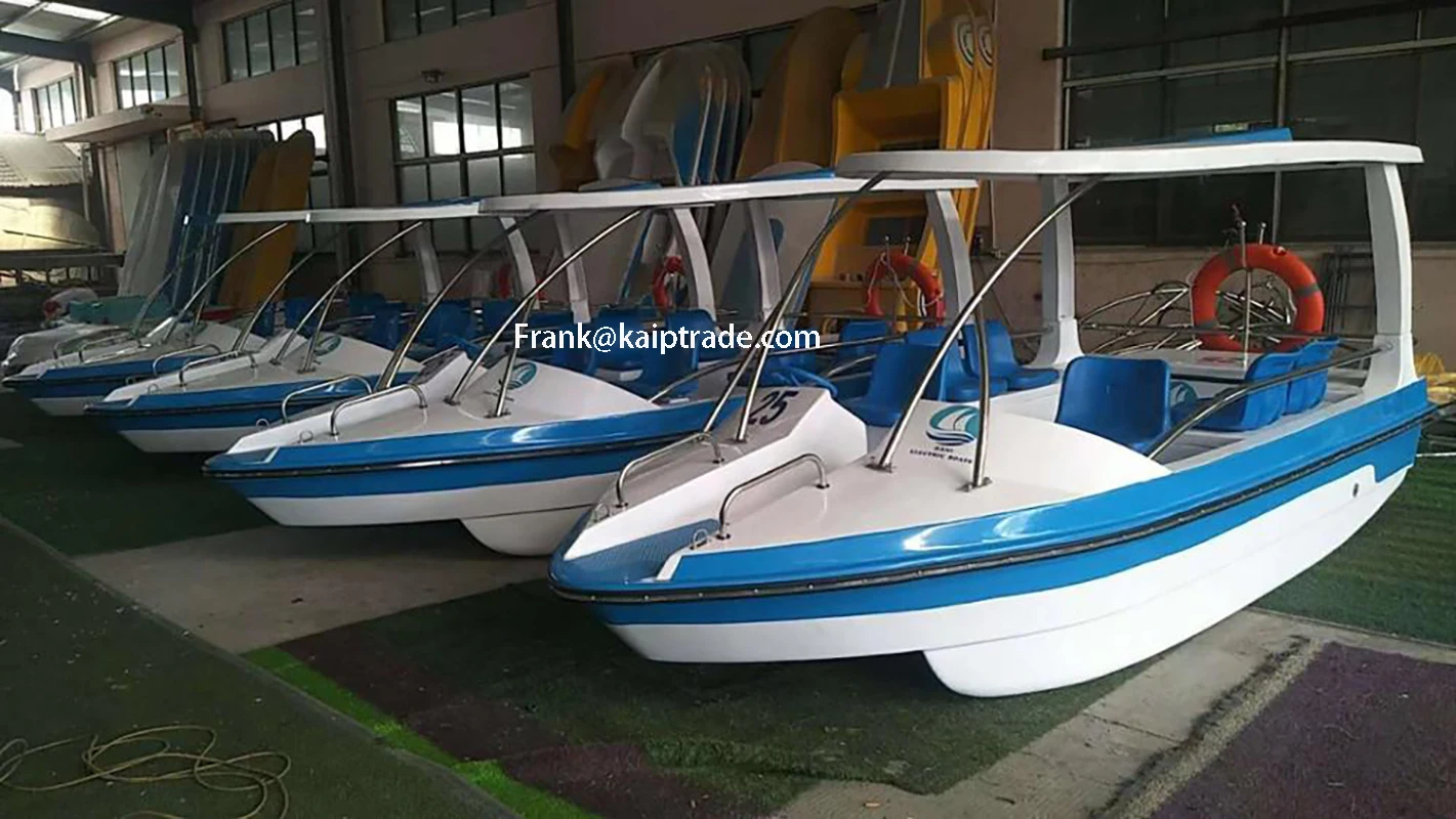 8 passagers automatic drain out water ​drainage electric leisure adjustable low high speed fiberglass battery boat with table