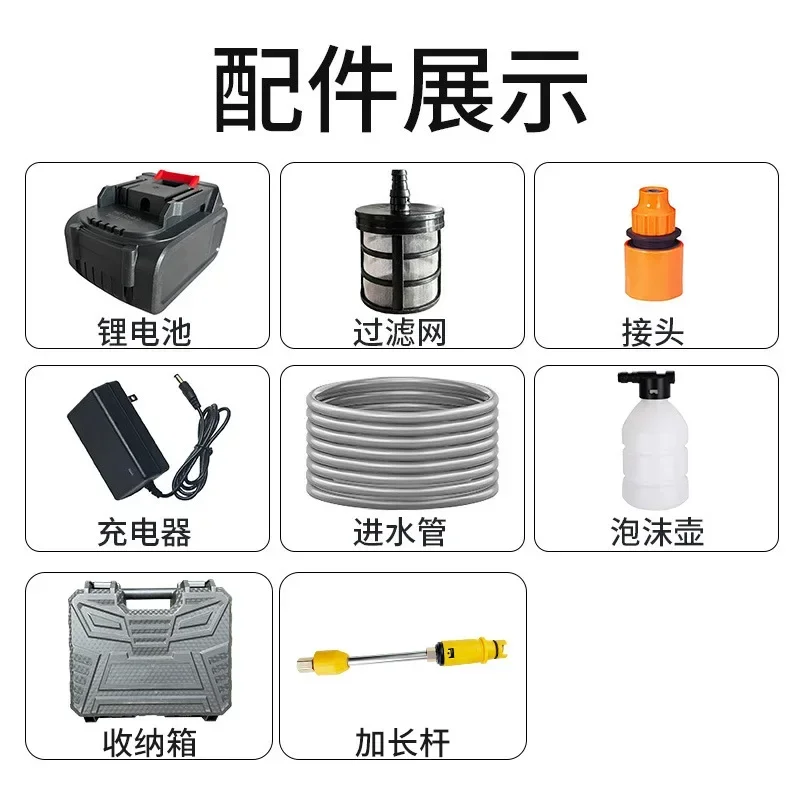 6 in1 Wireless Lithium Battery Car Washing Machine Car Washing Water Gun High-pressure Household Electric Cleaning Machine 2