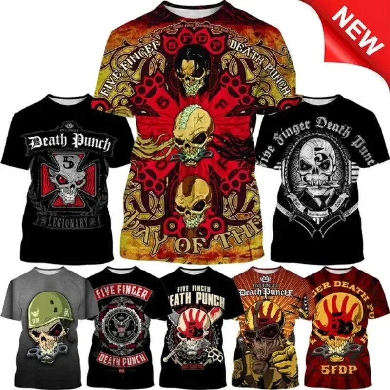 

Pop Hip Hop T-Shirts Men Women Five Fingers Death Punch Music Style 3D Print Men's Clothing Short Sleeve T-Shirts for Mens