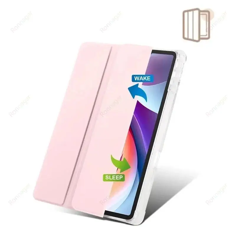 Slim Folding Soft Protective Case with Pencil Holder and Translucent Back
