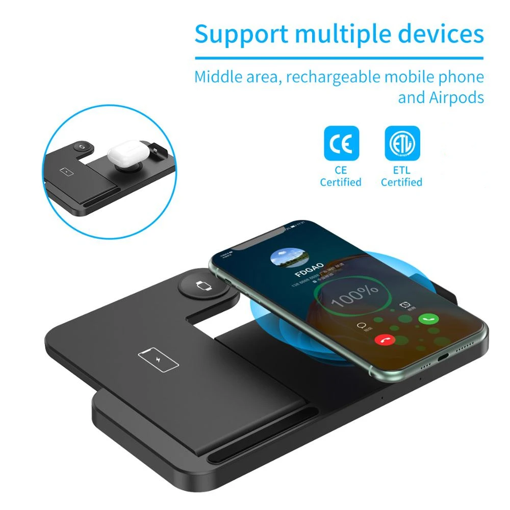 DCAE 4 in 1 Fast 15W   ̼ ũ  ĵ е For iPhone 13 12 11 XS XR X 8 Apple Watch 7 6 AirPods Pro