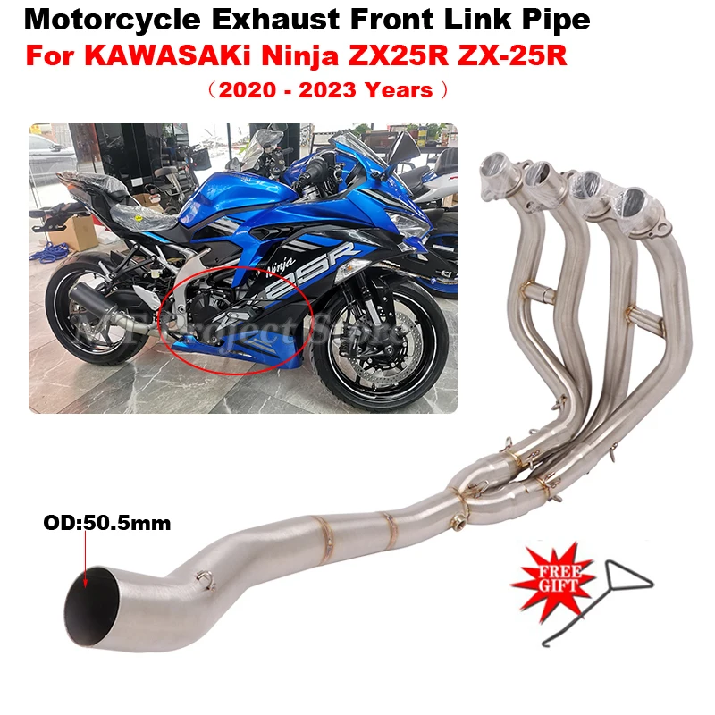 Slip On For Kawasaki Ninja ZX-25R ZX25R ZX 25R 2020 - 2023 Motorcycle Exhaust System Escape Moto Modified Front Middle Link Pipe