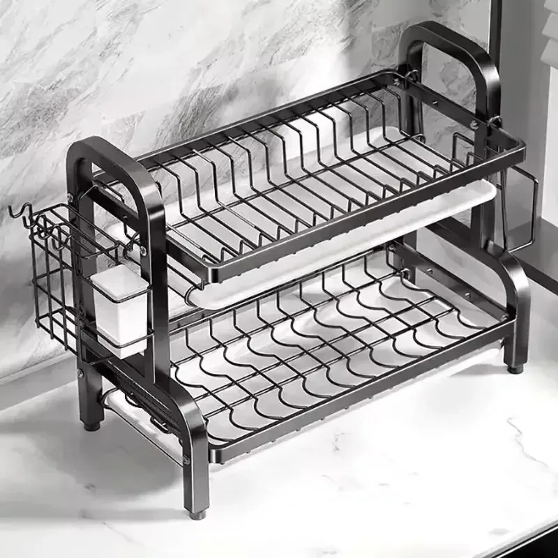 Étagère de rangement pour vaisselle de cuisine, égouttoir superposé pour armoires, vaisselle, comptoirs, étagères de tri et de rangement 2