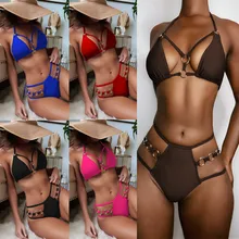 

Prowow Sexy Brazilian Biquini Solid Push Up Steel Ring Two Piece Bikinis Set Hollow Out 2022 New Summer Female Bathing Beachwear