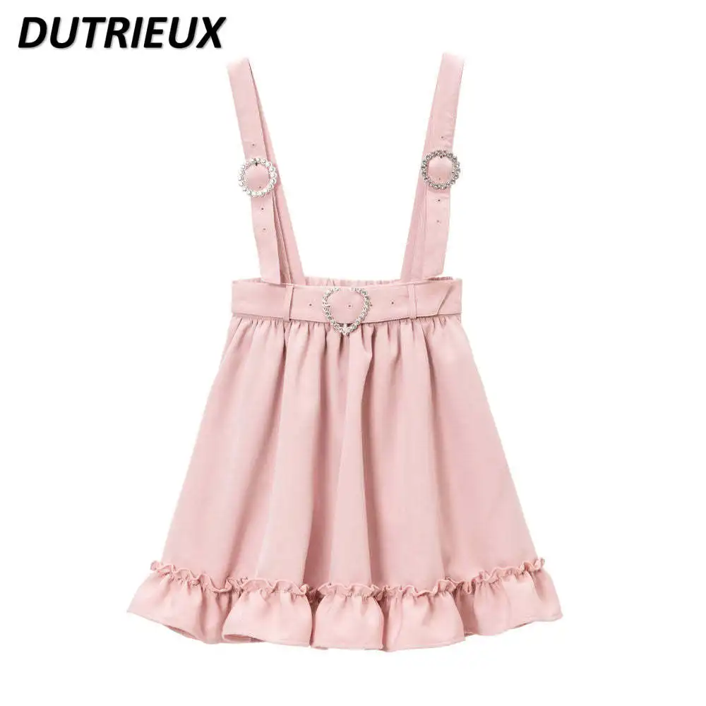 

Mine Lolita Sweet Cute Girls Wild Short Suspender Skirt Japanese Style Summer Solid Color Kawaii A-line Skirts for Women