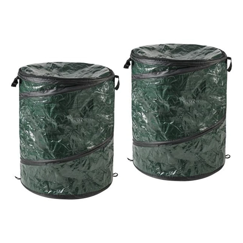 

Folding Trash Can Popup 44 Gallon Outdoor Trash Can With Zipper Lid - Recycling Bin For Camping Or Party, Durable (Green)