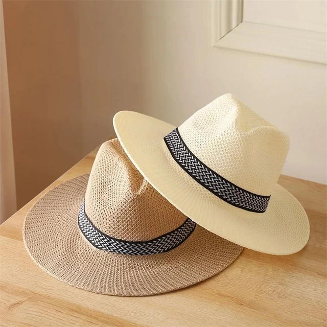 Summer Sun Hats Mens Ladies Foldable Straw Panama Sunscreen Sunshade Farmer  Floppy Straw Hat Outdoor Beach Fishing Bucket Caps - AliExpress