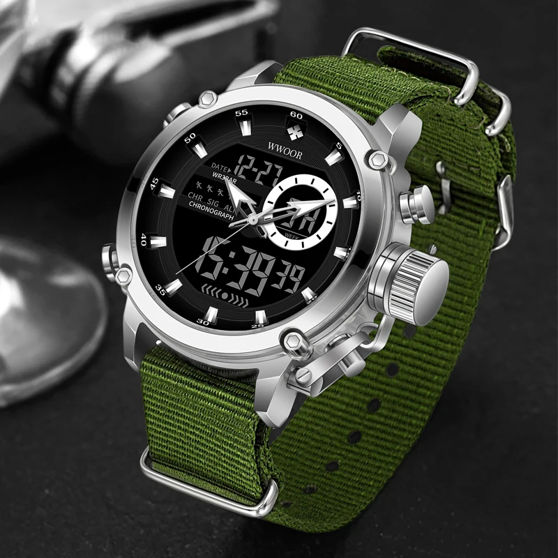 WWOOR Orologi sportivi da uomo Top Brand di lusso Orologio milare al quarzo da uomo Orologio cronografo impermeabile in acciaio pieno Reloj Hombre  1511