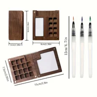 New Mini Watercolor Paint Set Portable Pocket Artist Travel Art Painting Kit with Clip and Water Brush Wooden 8/15 Grid Box Mini 2