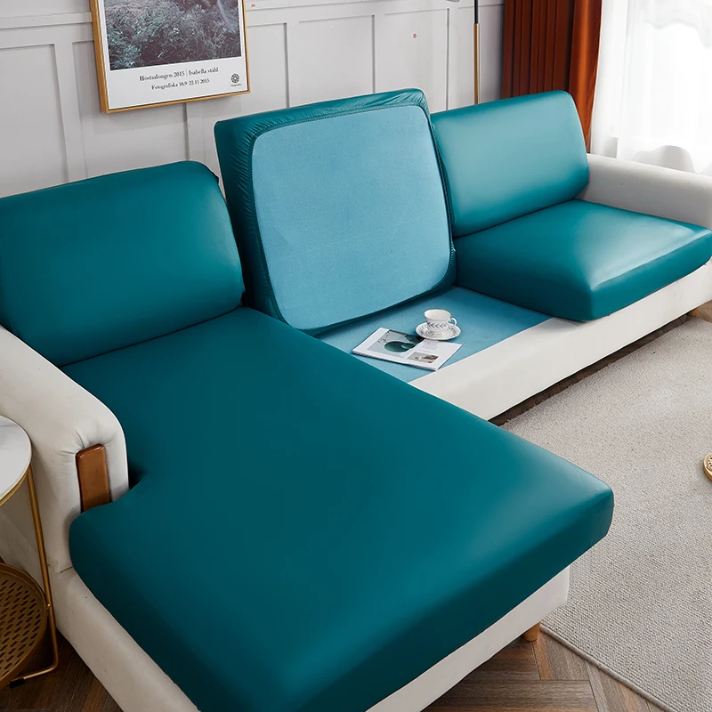 Stretch PU leather waterproof sofa cushion cover sofa seat slipcover backrest cover easy clean sofa protector for pets kids 3