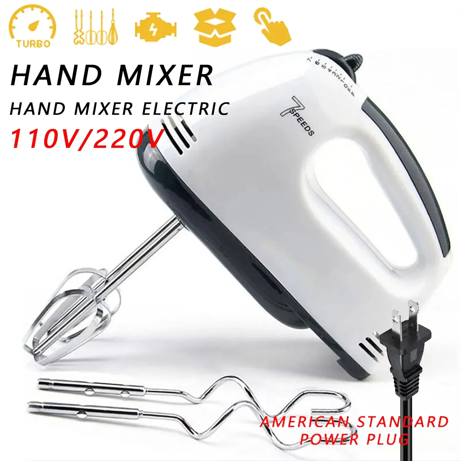 Handmixer Electric Handheld Speed Portable Kitchen Mixer Electric Food Beater Whipping Mixing Cookies Cakes Eggs Dough 110V-220V