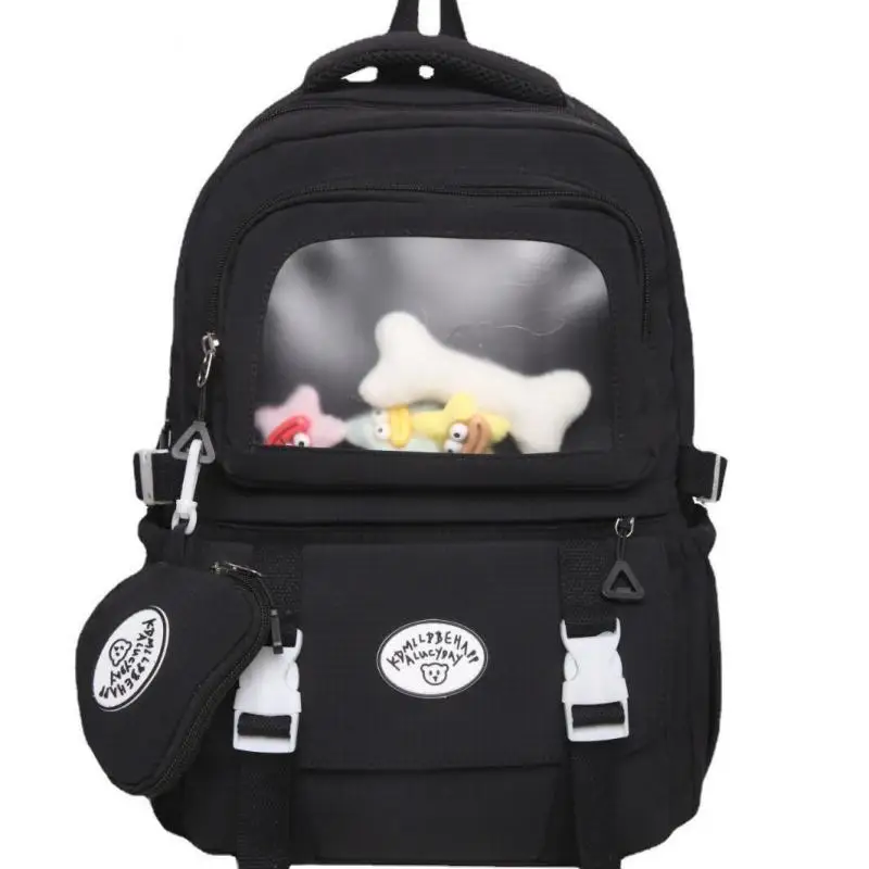 2024 New Ita Backpack High-capacity Canvas School Bag Transparent Preppy Style Girls Rucksack Teenage Display Bolsa Mujer Сумка 6