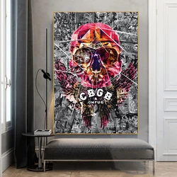 Street Graffiti Abstract Art Canvas Poster Skull Color Print Big Pictures For Wall Bedroom Corridor Living Room Decoration Mural