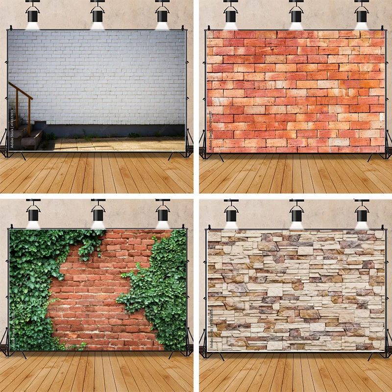 

Vinyl Custom Texture Black Brick Wall With Cracks And Defects Photography Background Portrait Photo Studio Backdrops Prop QZ-22