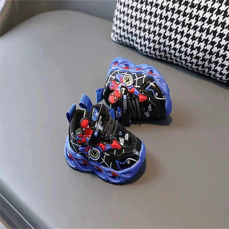 Boys Glowing Light Up Kids Sneakers Spider-Man Single Sneakers LED Luminous Children's Shoes