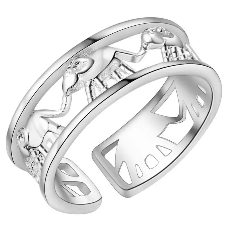 

925 Sterling Silver Charm Elephant Rings For Women Adjustable Luxury Fashion Party Wedding Accessories Jewelry Christmas Gifts
