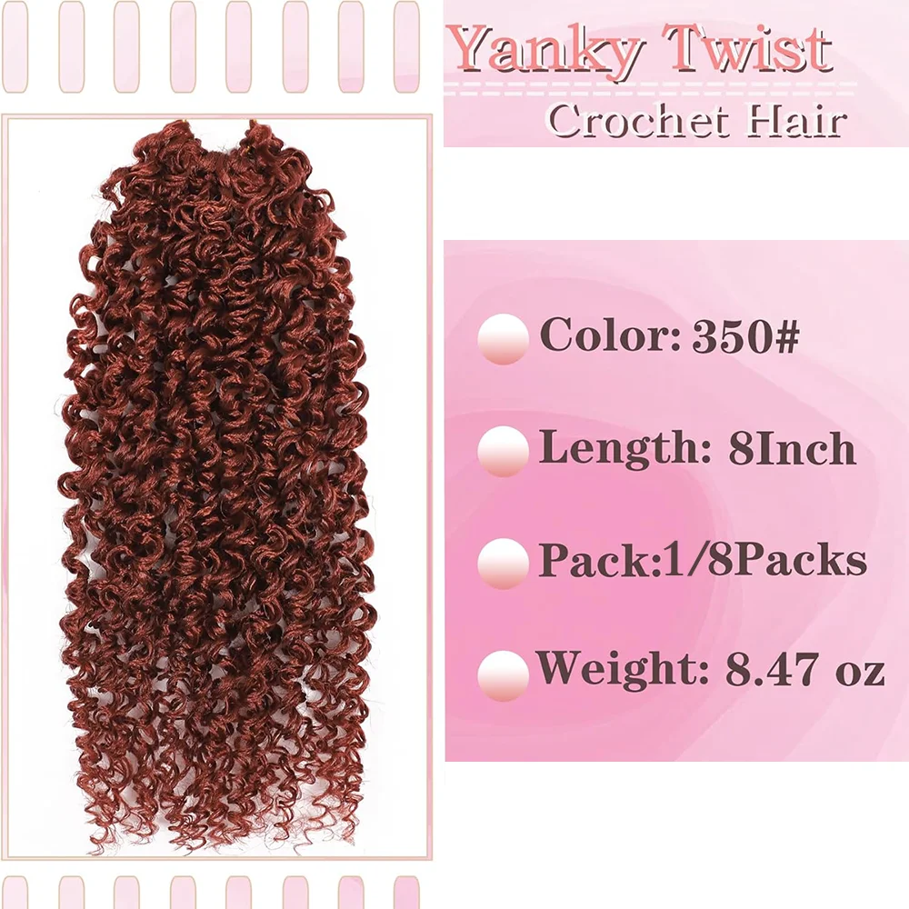 Yanky Twist Crochet Hair 8/12 Inch 1/8Packs Bohemian Passion Twist Spring Mini Twist Crochet Hair for Black Women Synthetic Hair 2