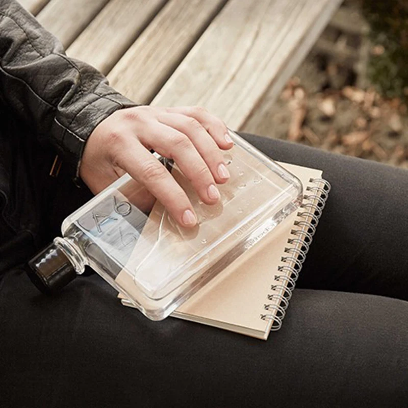 Portable Book Paper Cup Botlte Flat Water Bottle Environment-Friendly External Sports Drinking Bottle Transparent Plastic Kettle,sports water bottle,plastic water bottle,sports bottle,water bottle