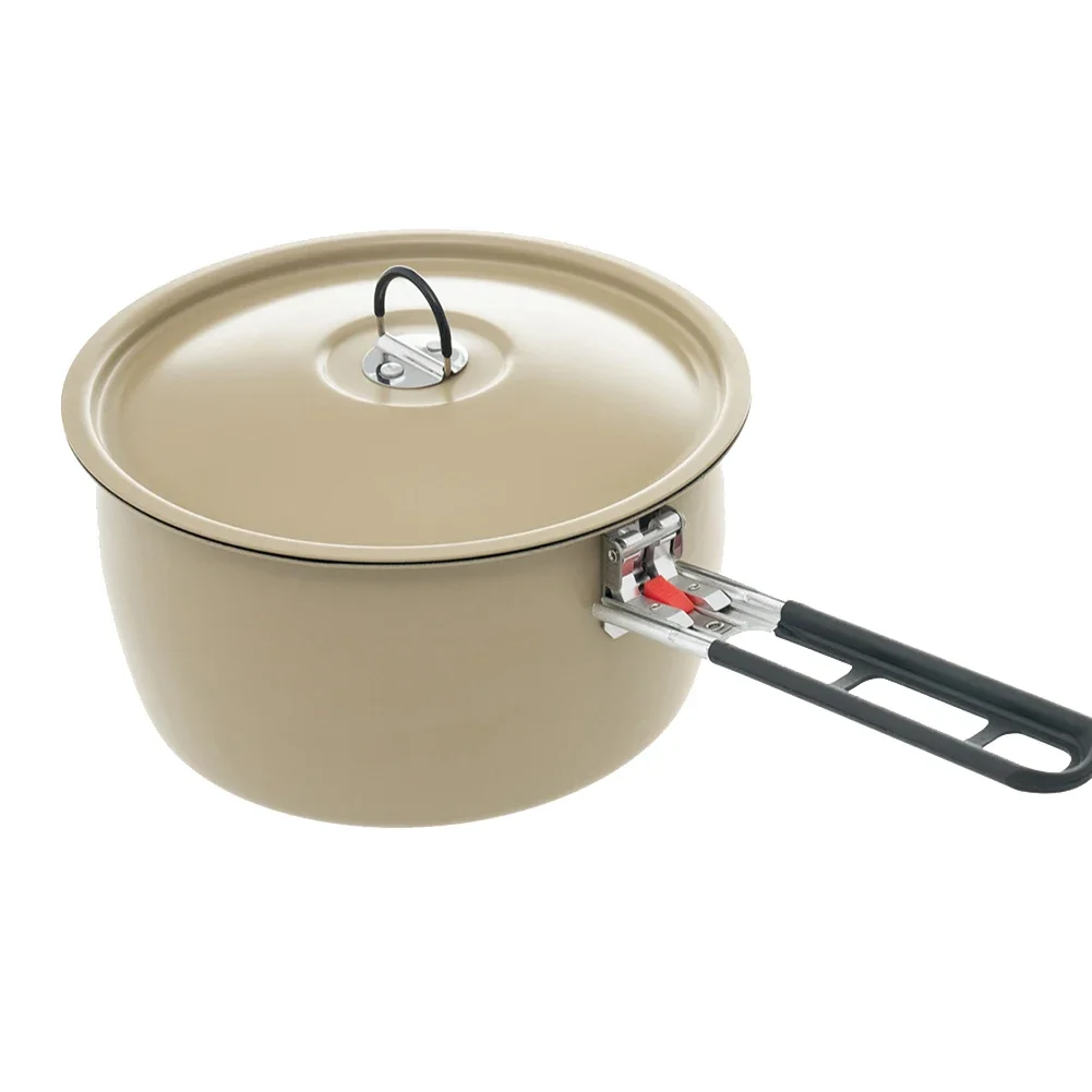 Portable Frying Pan Camping Lightweight Non-slip Foldable Handle Heating Pot With Lid Outdoor Picnic Cookware Frying Pan