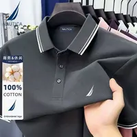 Polo d'affaires décontracté brodé Nautica pour hommes, haut d'été en pur coton, T-shirt à manches courtes, vêtements de marque pour hommes 6
