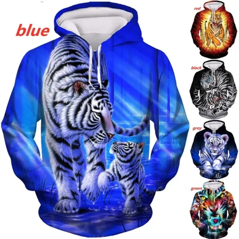 

Horror Tiger Graphic Pullover Hoodies 3D Animal Printing Hooded Hoody Kids Cool Streetwear Jackets Women Fashion Harajuku Hoodie