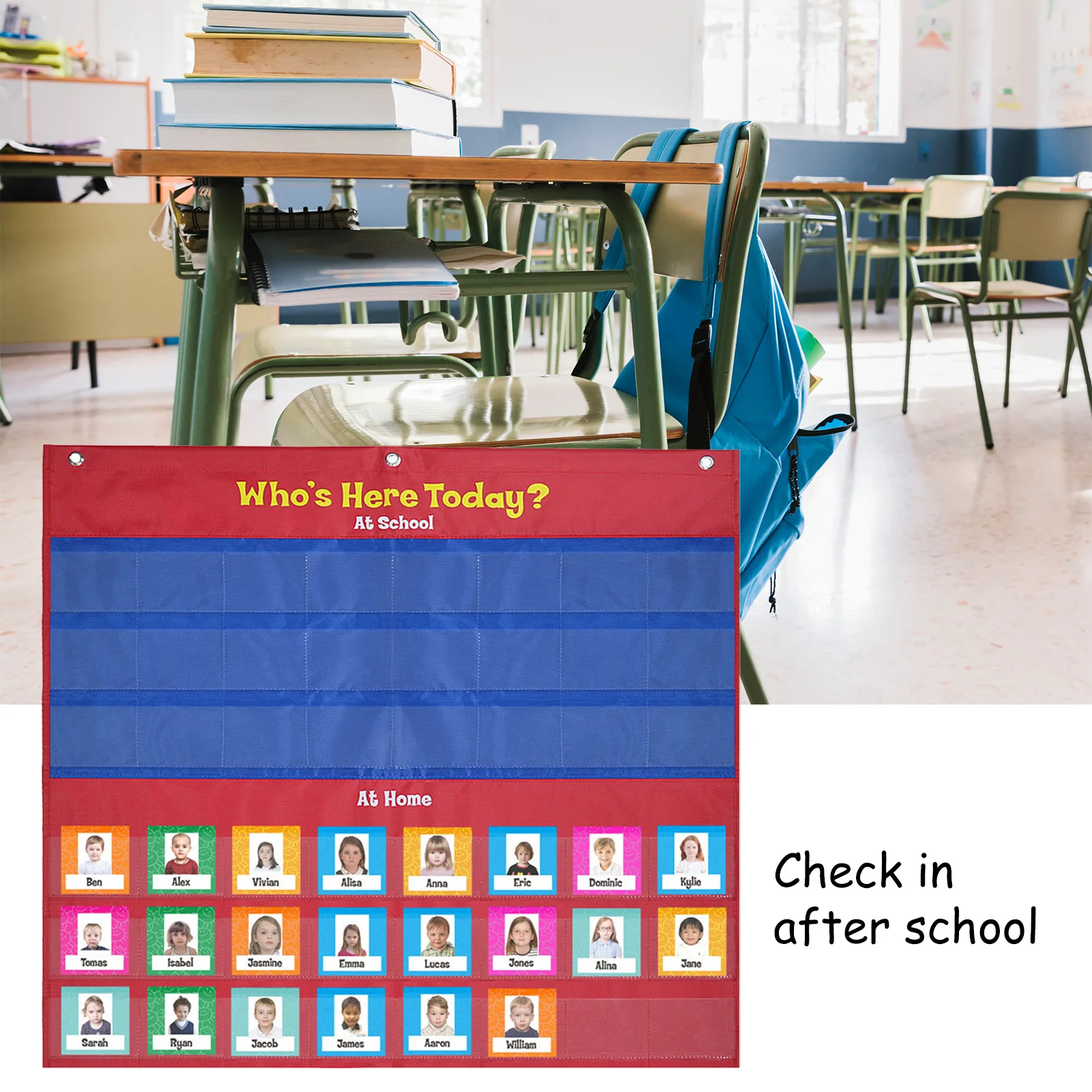 Attendance Wall Hanging Chart Convenient to Use Educational Environments Tool Suitable for Kindergarten Preschool