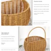 Imitation Rattan Kitchen Storage Basket with Handle Brown Wall Hanging Basket Sundries Organizer Toilet Rack 2