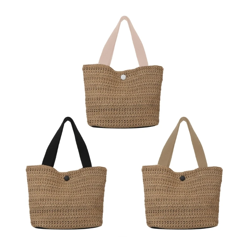 

E74B дорожная сумка для отпуска из ротанга, летняя пляжная сумка для женщин, сумки-ведра из соломенной ткани