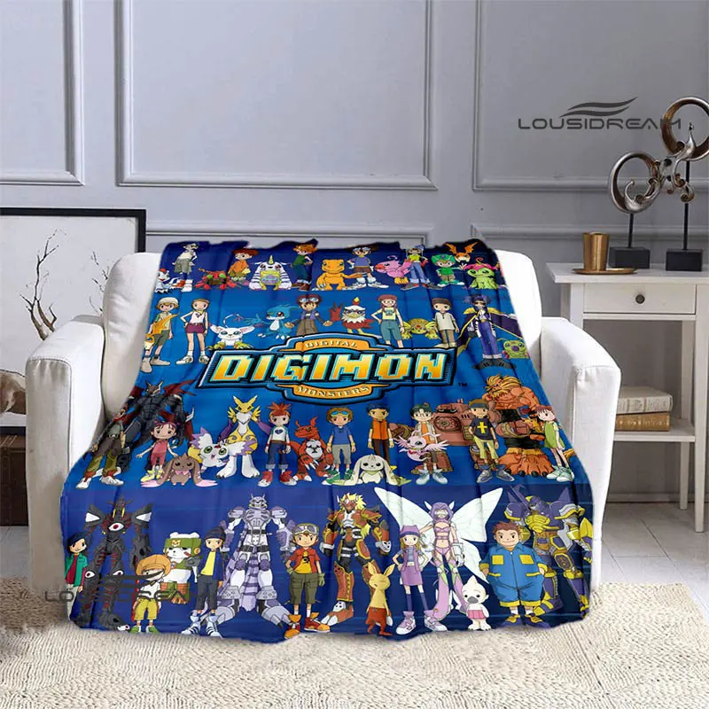 Digimon cartoon Printing blanket Flange Warm blanket picnic blanket Home travel blanket bed linings Birthday Gift 6
