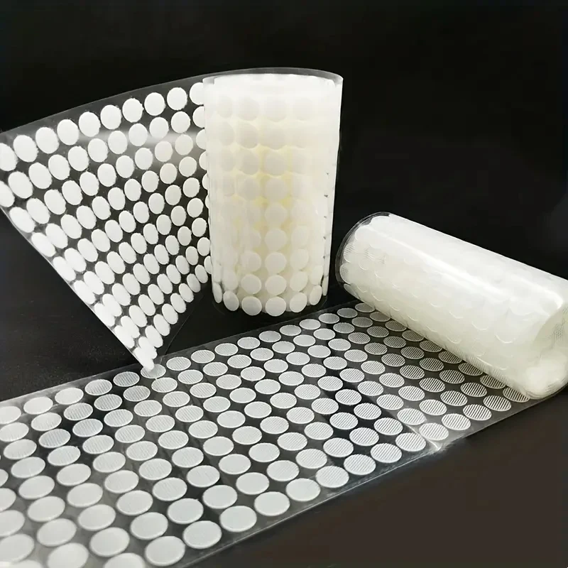 500 Pairs of Ultra-Thin Transparent Self-Adhesive Velcro Wall Stickers, 10mm