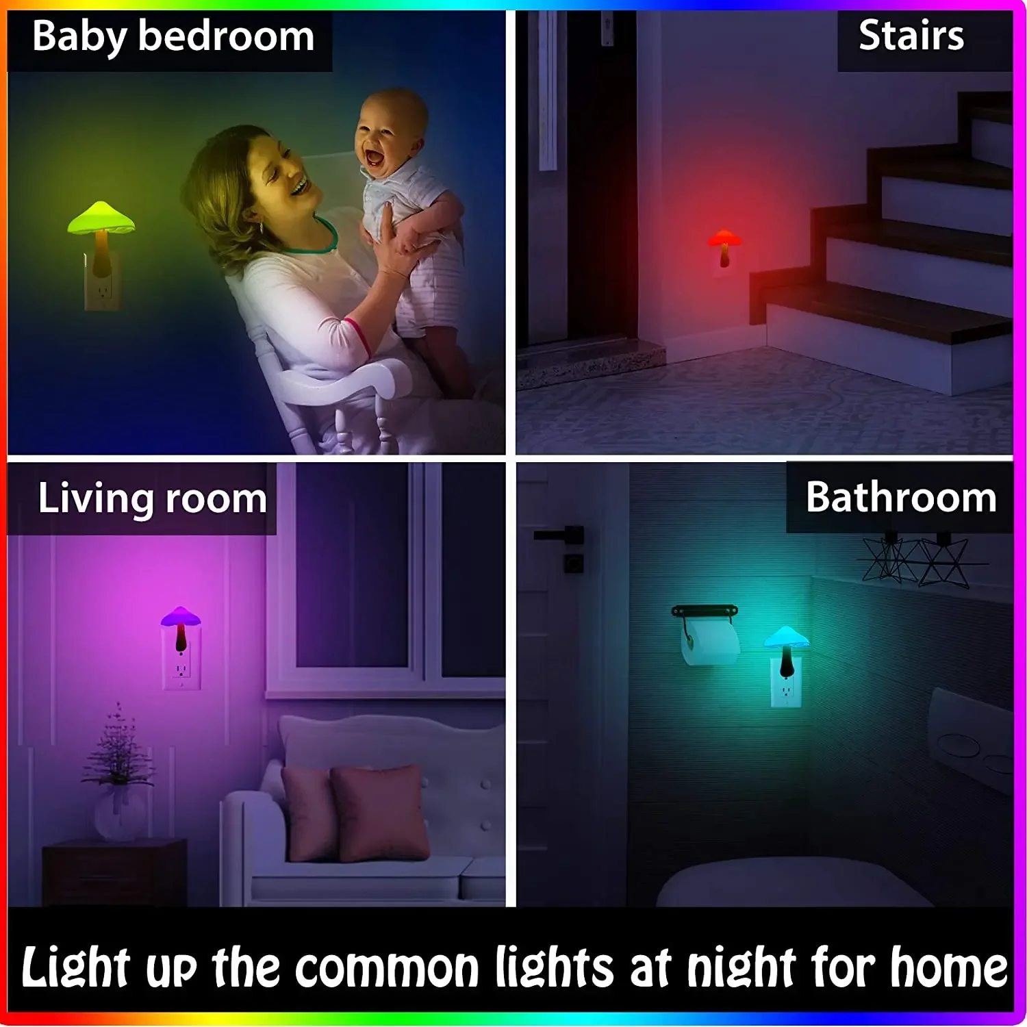 LED Night Lights Mushroom Shape Automatic Sensor Toilet Bedroom Decor Wall Lamps Light-control Sensor Bedroom Light 4