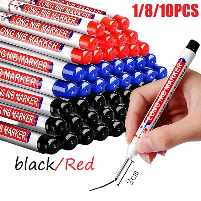 1/8/10PCS 2cm Long Tip Markers Deep Holes Markers for Metal Carpenter Non-deletion Against Water Metal Marker Pen YQB01 1