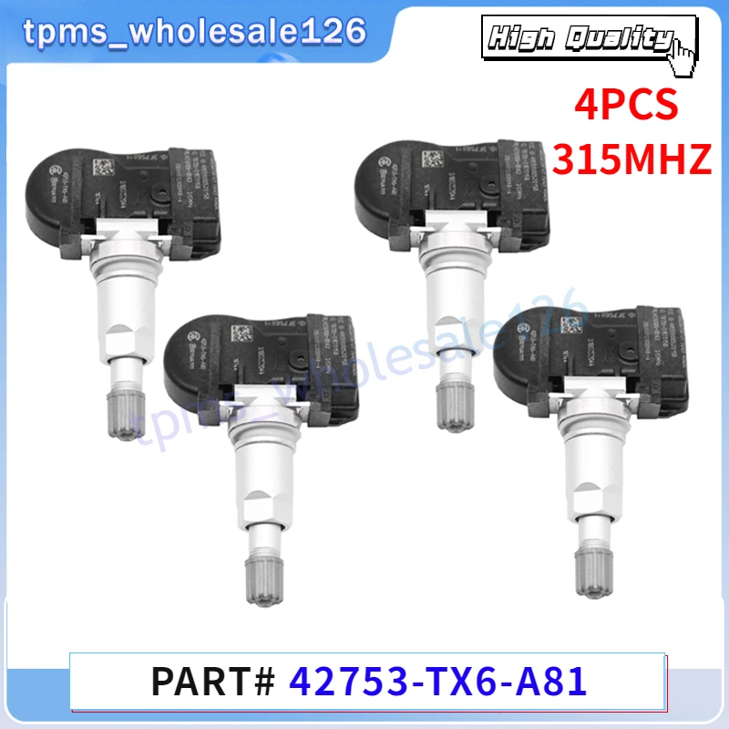 

42753-TX6-A81 42753TX6A81 TPMS Car Tire Pressure Monitoring System 315MHZ For 2012 2013 2014 2015 Acura ILX Tyre Sensor 4PCS