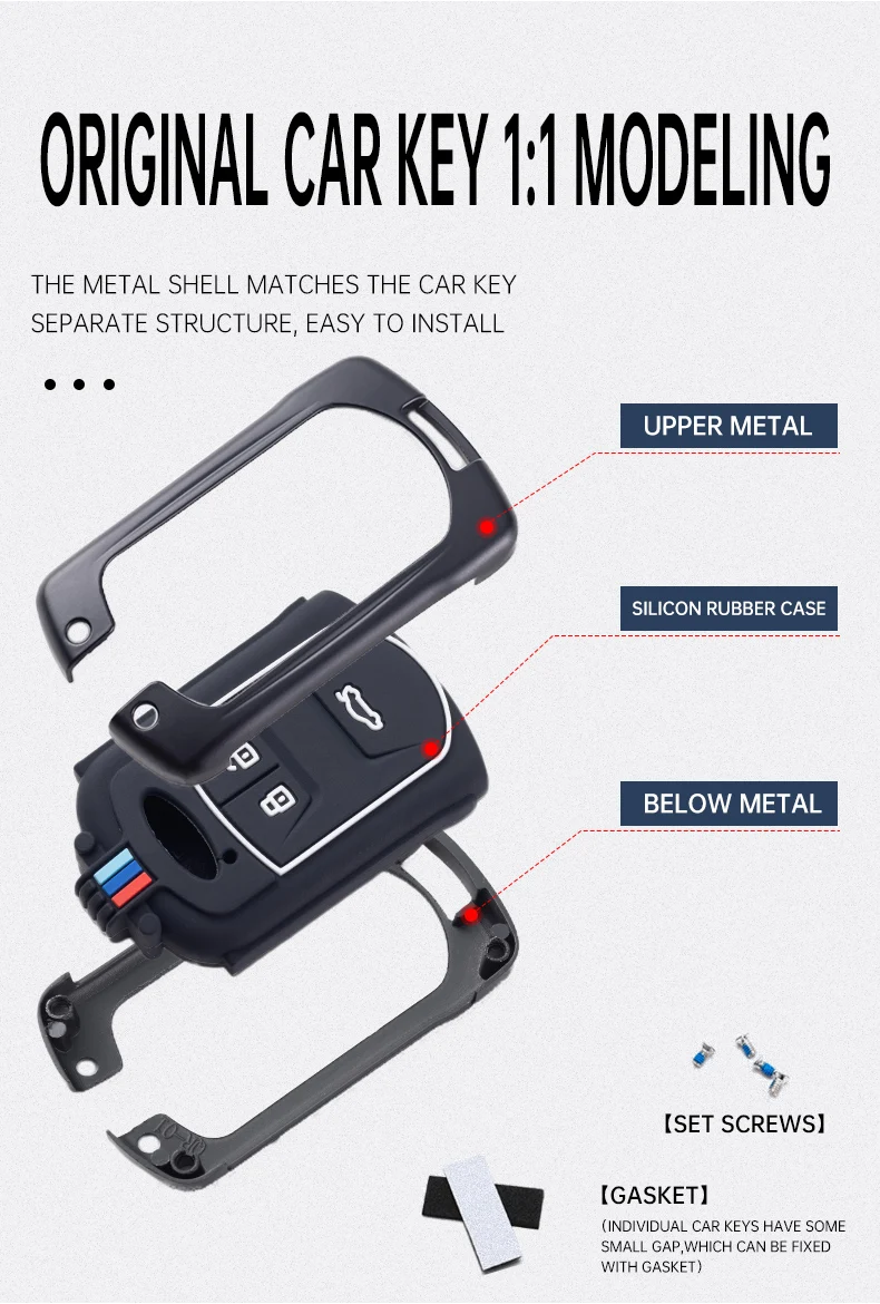 Custodia per chiave auto in metallo copertura guscio di protezione per Chery Tiggo 5 Tiggo 7 Tiggo 8 Arrizo 5x6 7 3 bottoni accessori portachiavi intelligenti - Sd6f784df61d245b0850e6083f21e5585j